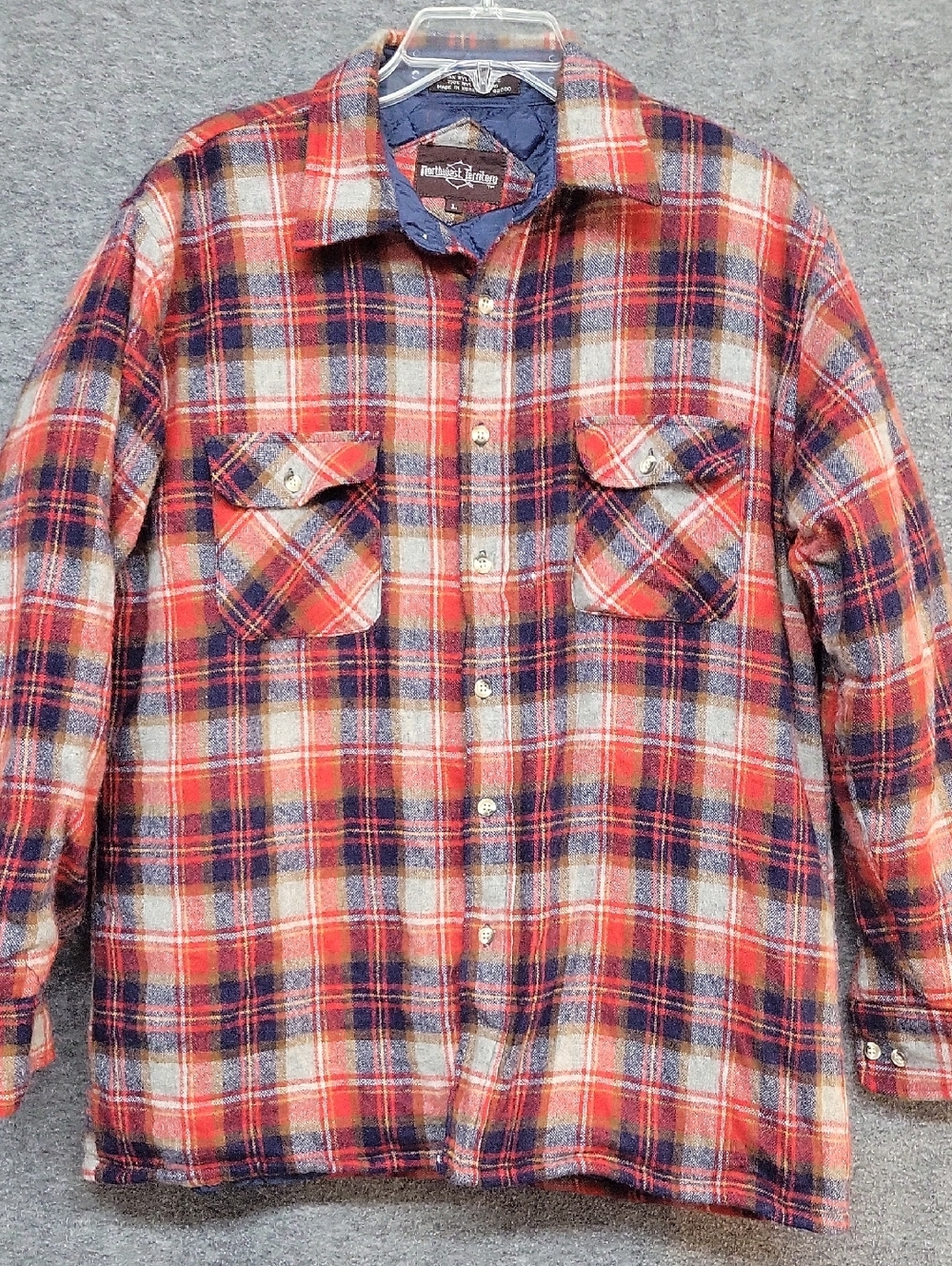 Northwest Territory Red & Navy Plaid Flannel Quilted Shirt Jacket